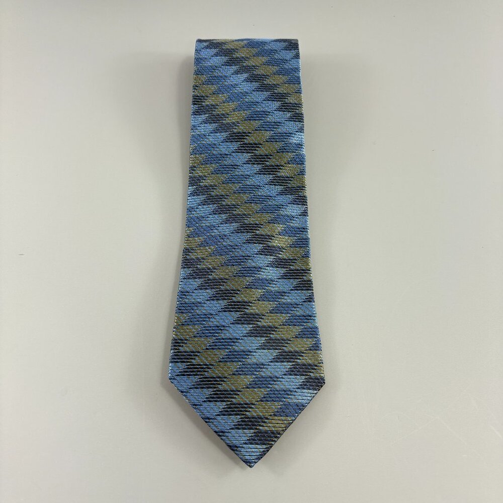 Studio by Fumagalli's Blue / Green Geo Striped Men's Tie 3 3/4" x 60"